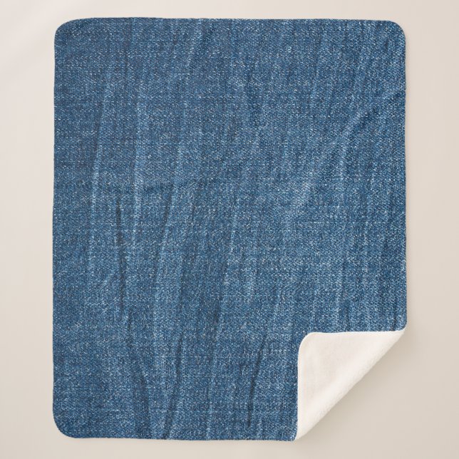 Blue Denim Texture: Klassische Jeans. Sherpadecke (Vorderseite)