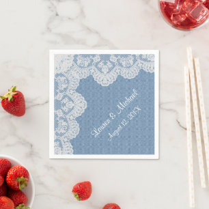 Blue Denim und Lace Wedding Serviette