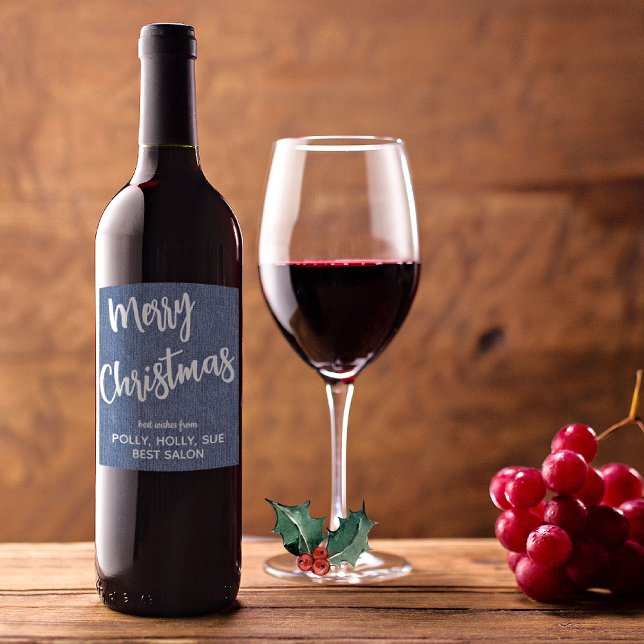 Blue Denim White Script, Business Name Set 6 Weinetikett (Von Creator hochgeladen)