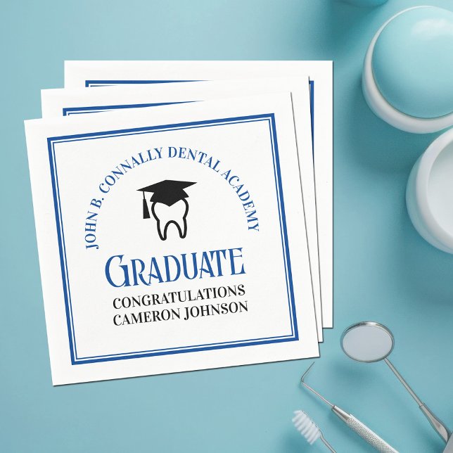 Blue Dental School Custom Dentist Graduation Party Serviette (Von Creator hochgeladen)