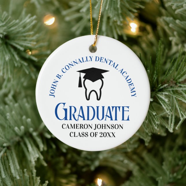 Blue Dental School Graduate Keepake Weihnachten Keramik Ornament (Baum)