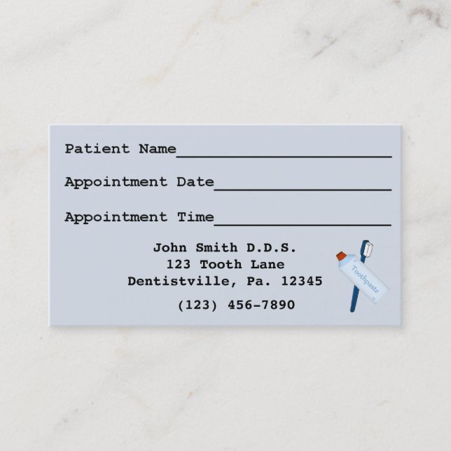 Blue Dental Termin Business Card (Vorderseite)