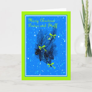 Blue Design mit Pinecones & Branches Dr. Das Perso Feiertagskarte