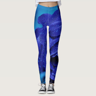 Blue Dewdrop-Rose Leggings