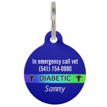 Blue Diabetic Medical Alert Hund Tag