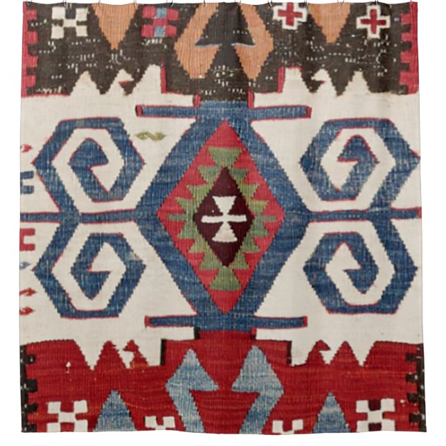 Blue Diamond Arrow Konya // 19. Jahrhundert Duschvorhang (Vorderseite)