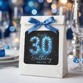 Blue Diamond Bling Glamour 30. Geburtstag Quadratischer Aufkleber