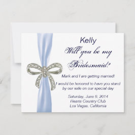 Blue Diamond Bow Wedding Bridesmaid Card Einladung