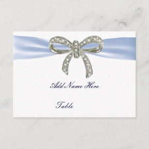 Blue Diamond Bow Wedding Table Platzkarte