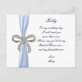 Blue Diamond Bow Wedding Trauzeugin Card Einladung