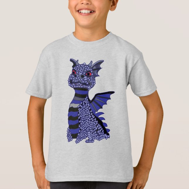 Blue Diamond Dragon Kids T-Shirt (Vorderseite)