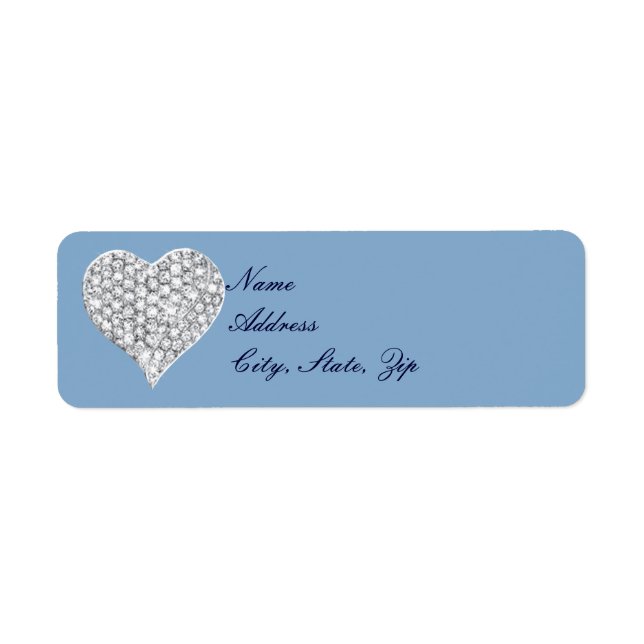 Blue Diamond Heart Address Labels (Vorne)