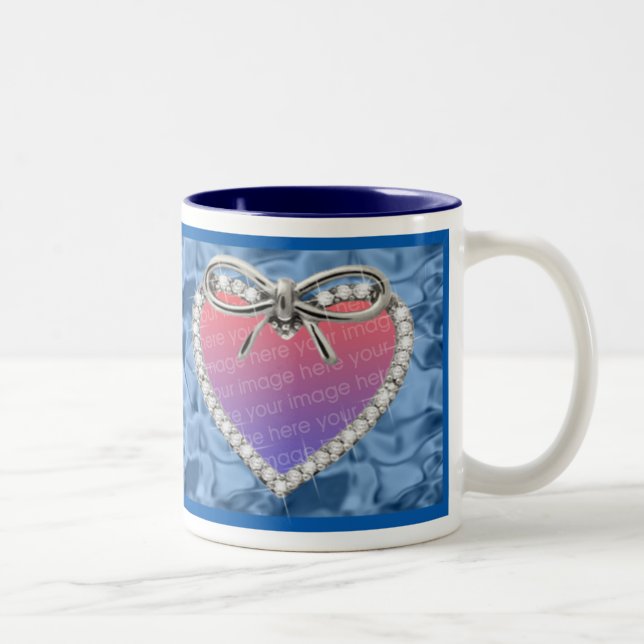 Blue Diamond Heart Frame Tasse (Rechts)