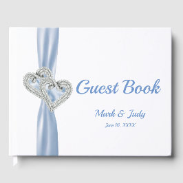 Blue Diamond Hearts Wedding Guestbook Gästebuch