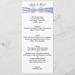 Blue Diamond Infinity Wedding Menu Card Menükarte