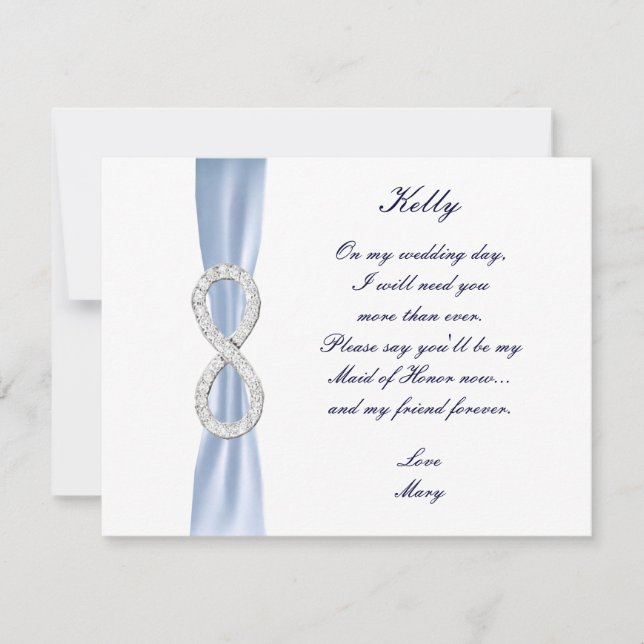 Blue Diamond Infinity Wedding Trauzeugin Card Einladung (Vorderseite)