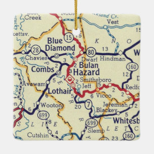 Blue Diamond KY Vintag Map Keramikornament