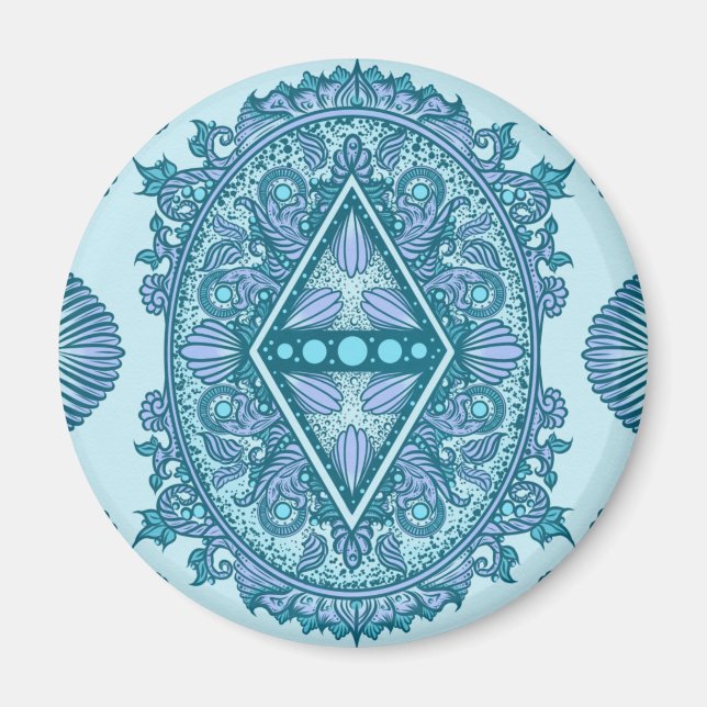 Blue Diamond Mandala Magnet (Vorne)