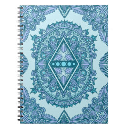 Blue Diamond Mandala | Verziert Türkis und Lavende Notizblock
