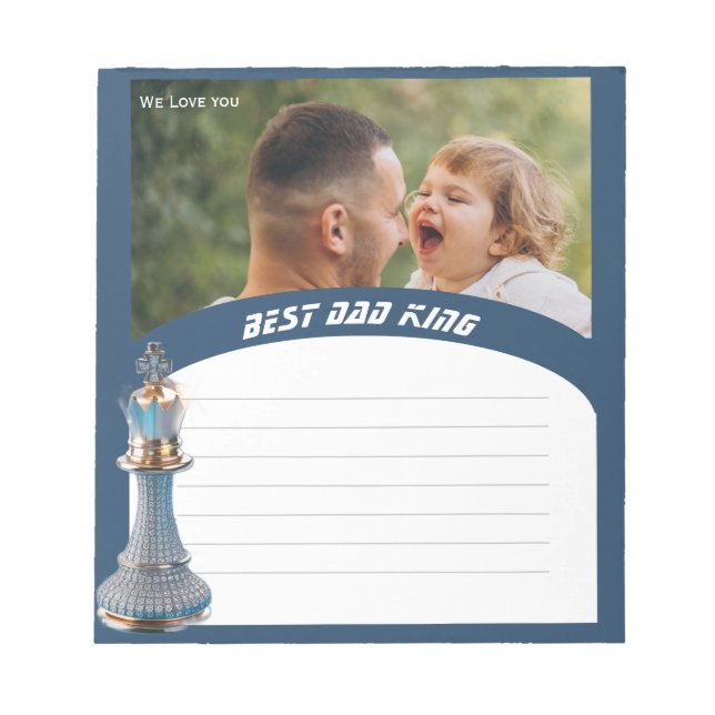 Blue Diamond Metallic King Schach Vätertag  Notizblock (Vorderseite)