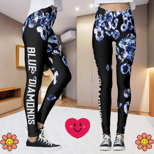Blue Diamond Modern Modern modische Mode Black Tem Leggings