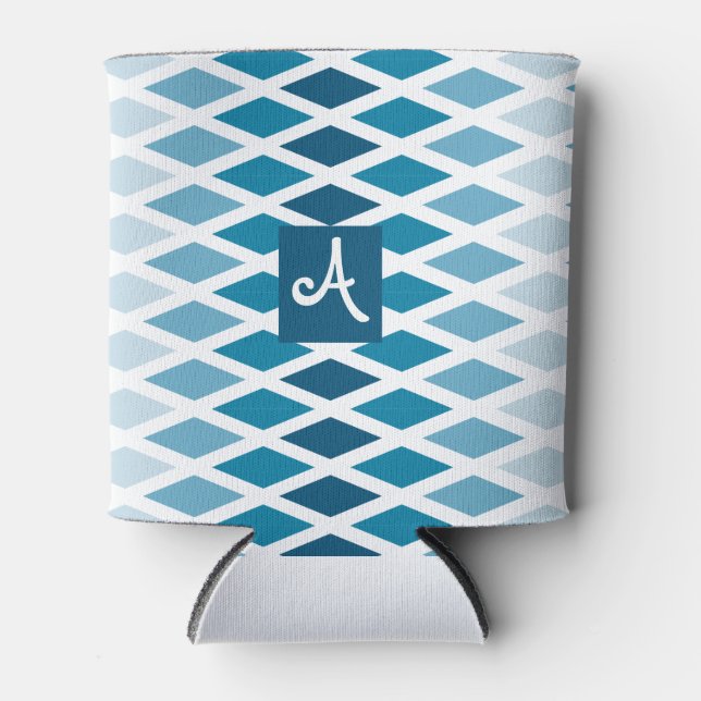 Blue Diamond Ombre Monogram Dosenkühler (Vorderseite)