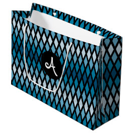 Blue Diamond Ombre Monogram Große Geschenktüte