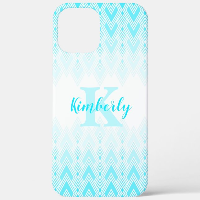 Blue Diamond Shape Case mit Initial & Name (Rückseite)