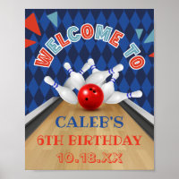 Blue Diamond Stripe Lasse Strike Bowling Birthday