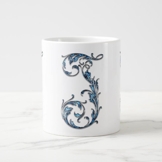 Blue Diamond Stuck "J" Monogram Specialty Tasse (Vorderseite)