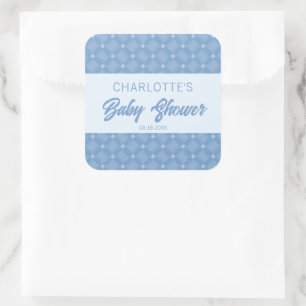Blue Diamond Zickzack Baby Dusche Quadratischer Aufkleber