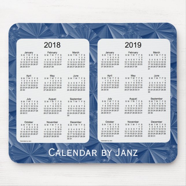 Blue Diamonds Calendar von Janz Mousepad 2018-2019 (Vorne)