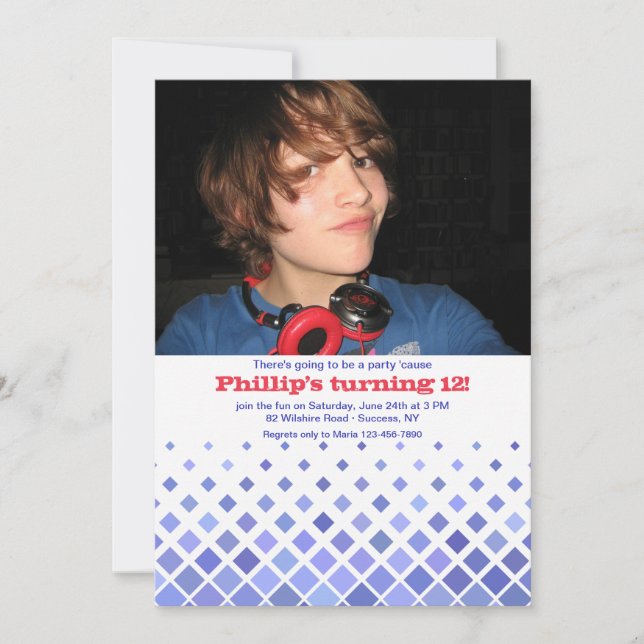 Blue Diamonds Foto Einladung (Vorderseite)