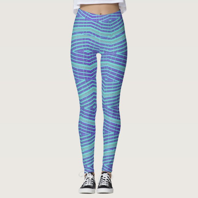 Blue Diamonds Handmade Yoga Pants Stretch Leggings (Vorderseite)
