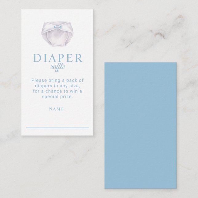 Blue Diaper Raffekarte für Baby-Dusche Begleitkarte (Vorne/Hinten)