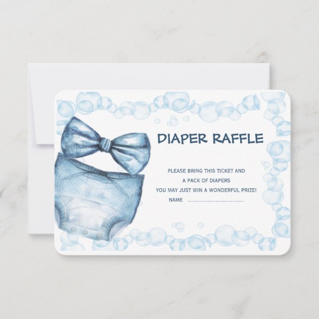 Blue Diaper Raffle Ticket für Baby Showspiele (Vorderseite)