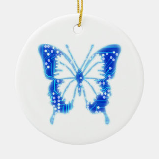 Blue Digital Butterfly, individueller Hintergrund Keramik Ornament