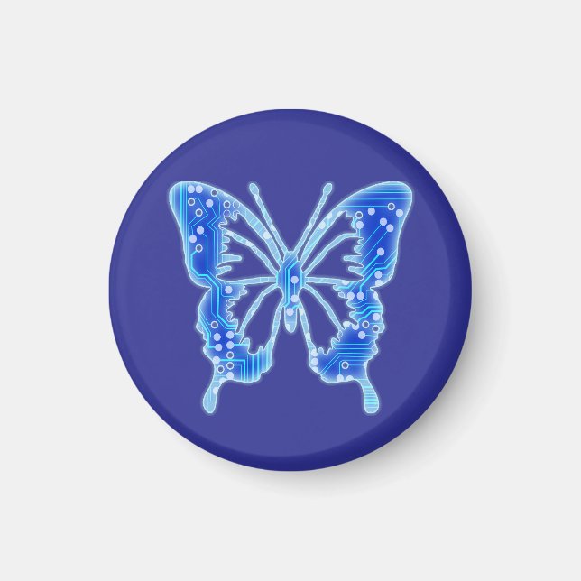 Blue Digital Butterfly, individueller Hintergrund Magnet (Vorne)
