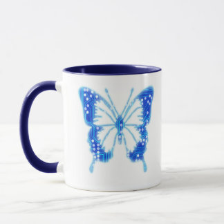 Blue Digital Butterfly, individueller Hintergrund Tasse