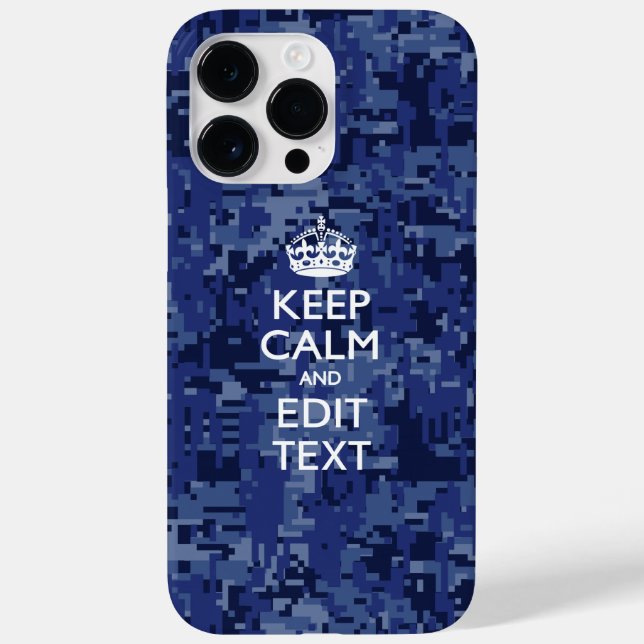 Blue Digital-Camouflage BEHALTE den CALM-Text Case-Mate iPhone Hülle (Rückseite)