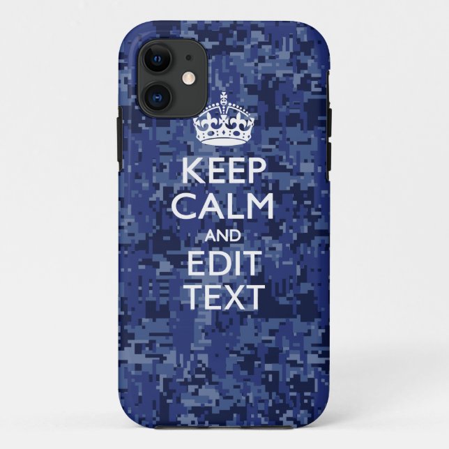 Blue Digital-Camouflage BEHALTE den CALM-Text Case-Mate iPhone Hülle (Rückseite)