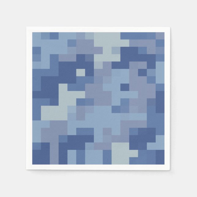 Blue Digital Camouflage Paper Napkins Serviette (Vorderseite)