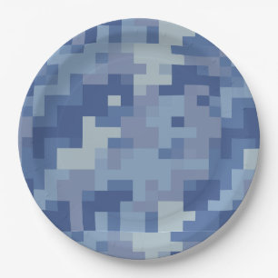 Blue Digital Camouflage Paper-Teller Pappteller