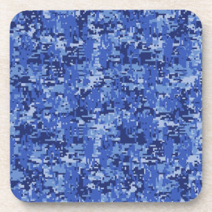 Blue Digital Pixels Camouflage Dekoration Textur Untersetzer