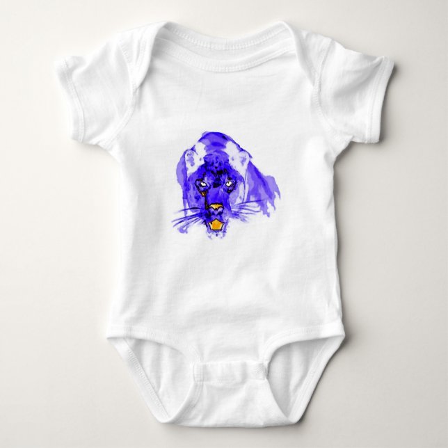 Blue Digital Pop Art Jaguar Baby Strampler (Vorderseite)