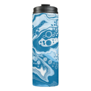 Blue Digital Pour Painting Fluid Art Marmor Thermosbecher