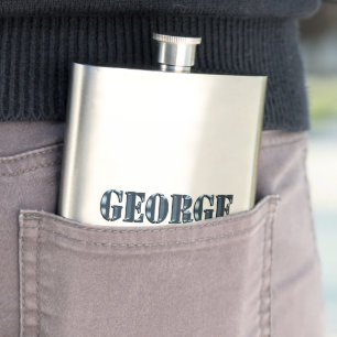 Blue Dimensional George Name, Hip Flask Flachmann