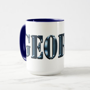 Blue Dimensional George Name Logo,   Tasse