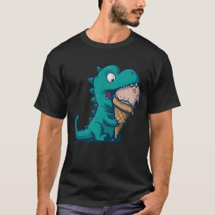 Blue Dino Liebe Ice Cresta: Cartoon T-Shirt