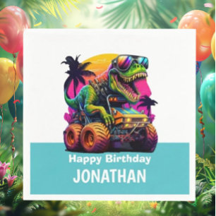 BLUE Dino-Mite MONSTER TRUCK Geburtstagspartei Serviette